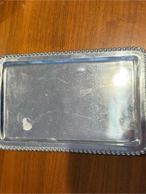 Mariposa Silver Beaded Rectangular Serving Tray